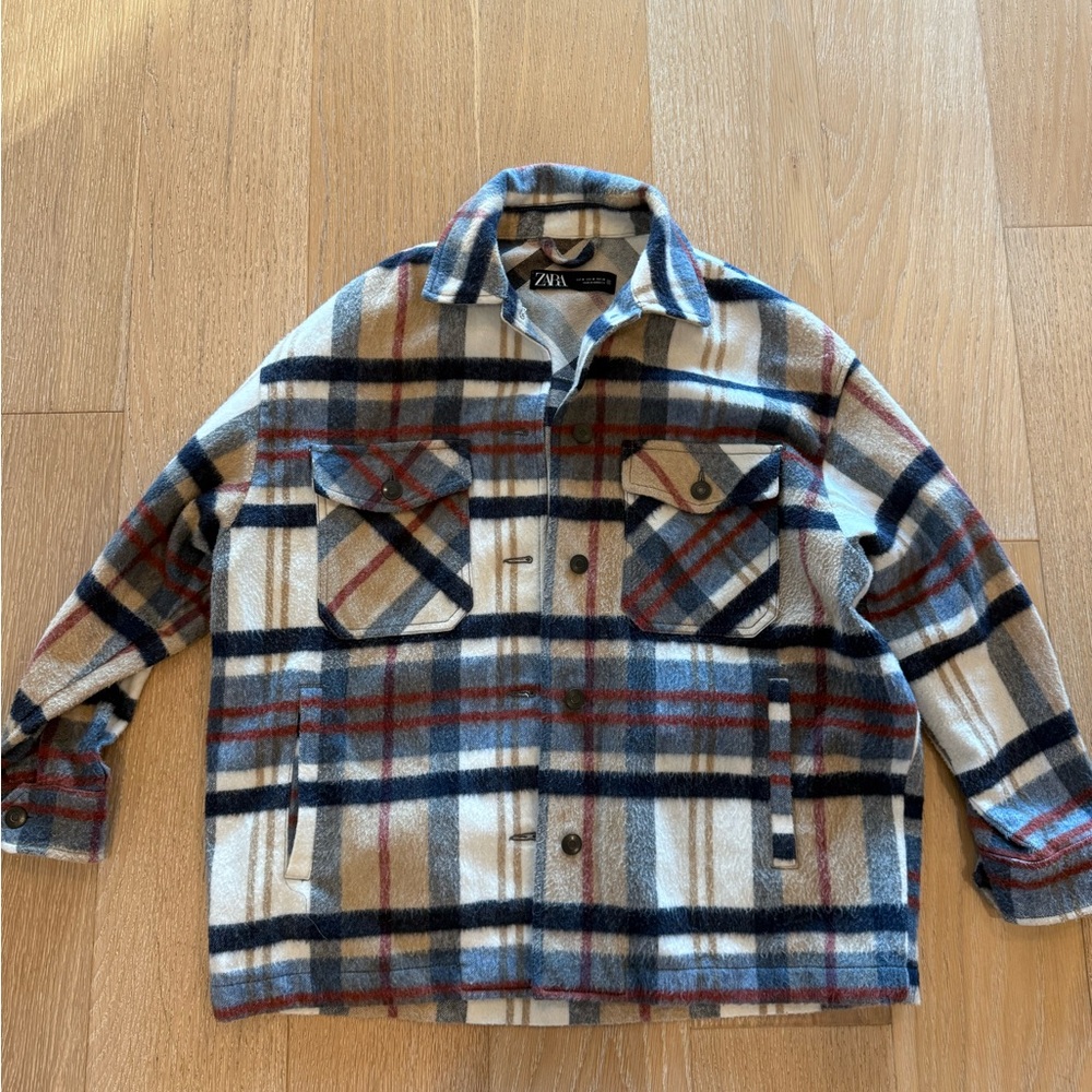 Zara women’s wool blend plaid shirt jacket